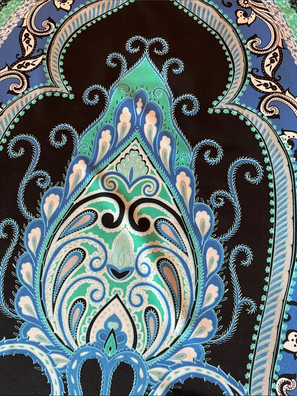 JM Collection Blue, Teal & Black Sequin V-Neck Blouse - Picture 6 of 9